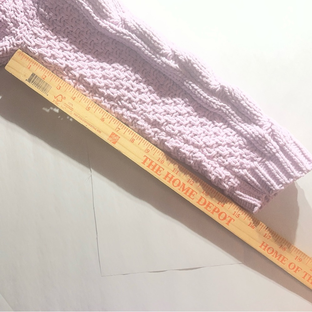 Lavender Cable Knit Crop Turtleneck Sweater grandma core Large - Picture 3 of 8